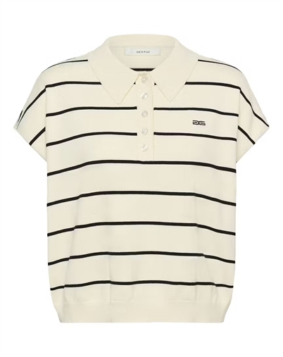 Gestuz - GZSaia Pullover Polo - Egret/Black Striped
